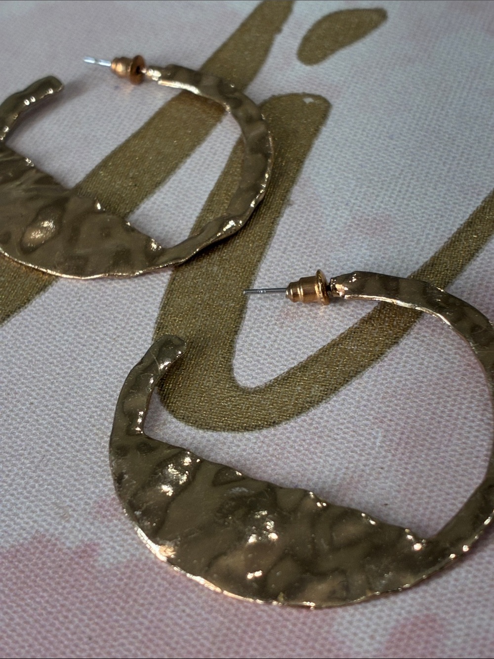 Gold Hammered Crescent Hoop Earrings - Women Jewelry